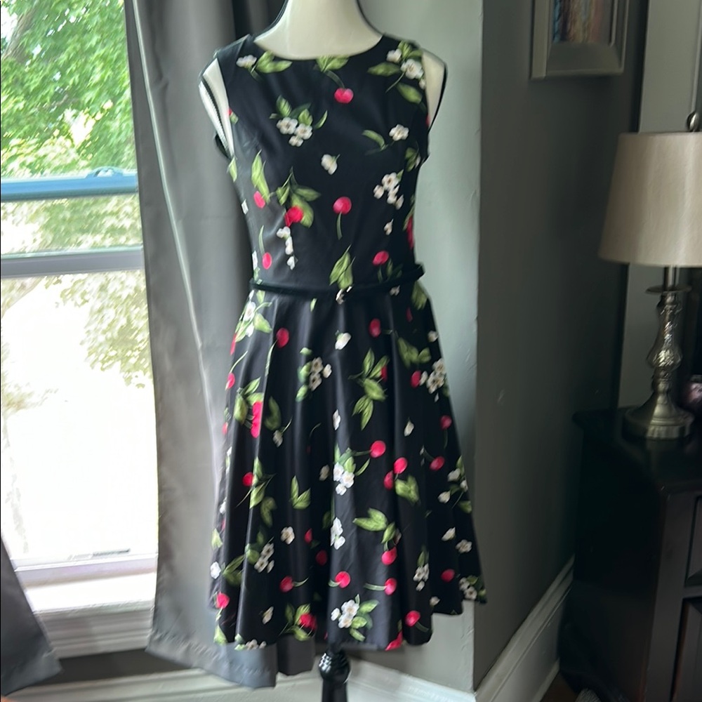 Grace Karin Black Dress with Cherry and Floral Design